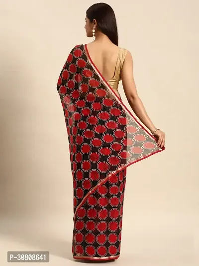 Stylish Red Chiffon Saree With Blouse Piece For Women-thumb2