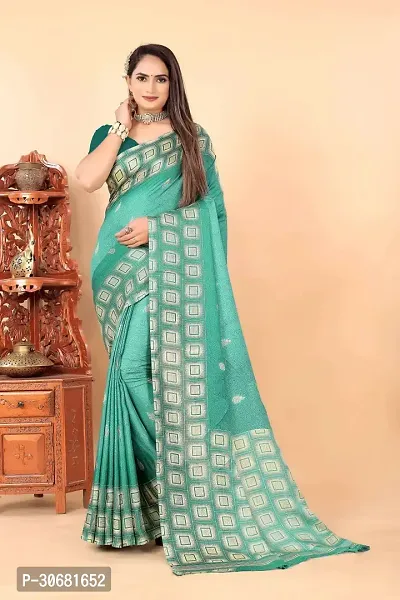 Stylish Sea Green Art Silk Saree Without Blouse Piece For Women-thumb0