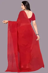 Stylish Red Georgette Saree With Blouse Piece For Women-thumb1