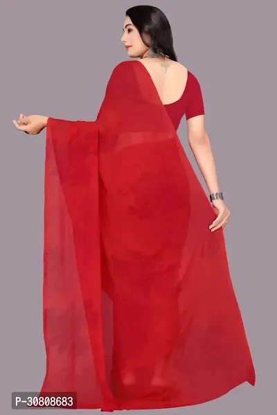 Stylish Red Georgette Saree With Blouse Piece For Women-thumb2