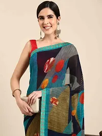 Stylish Multicoloured Georgette Saree With Blouse Piece For Women-thumb2