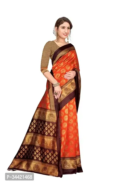 Beautiful Art Silk Printed Women Saree with Blouse Piece-thumb3