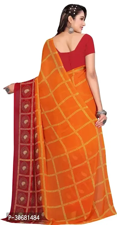 Stylish Orange Georgette Saree With Blouse Piece For Women-thumb2