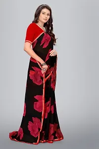 Stylish Black Chiffon Saree With Blouse Piece For Women-thumb2