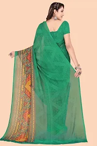 Stylish Green Chiffon Saree With Blouse Piece For Women-thumb1