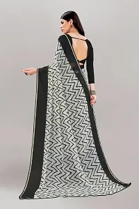 Stylish Grey Georgette Saree With Blouse Piece For Women-thumb1