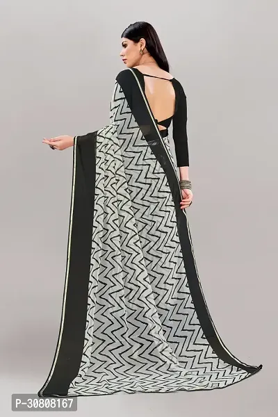 Stylish Grey Georgette Saree With Blouse Piece For Women-thumb2