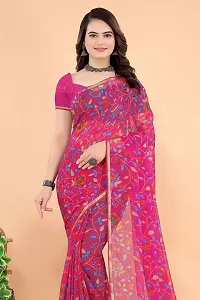 Stylish Pink Georgette Saree With Blouse Piece For Women-thumb1