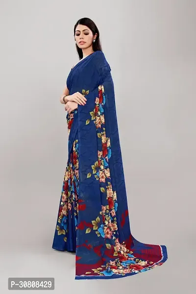 Stylish Navy Blue Georgette Saree With Blouse Piece For Women-thumb4