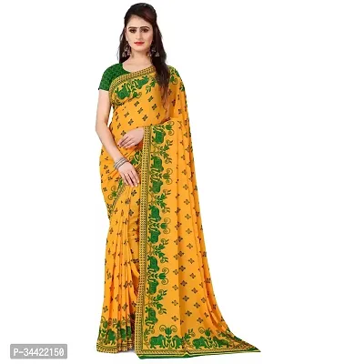 Beautiful Georgette Printed Women Saree with Blouse Piece-thumb0