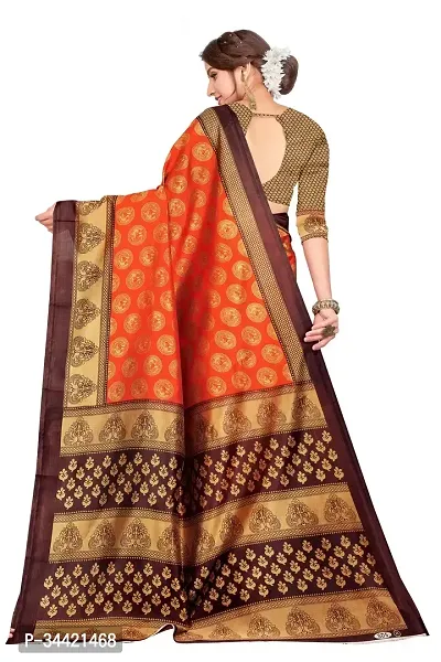 Beautiful Art Silk Printed Women Saree with Blouse Piece-thumb4