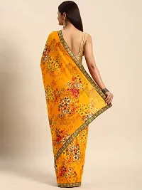 Stylish Yellow Chiffon Saree With Blouse Piece For Women-thumb3