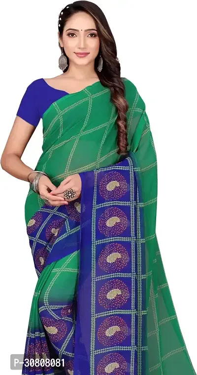 Stylish Green Georgette Saree With Blouse Piece For Women-thumb3