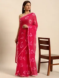 Stylish Pink Chiffon Saree With Blouse Piece For Women-thumb2