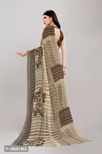 Stylish Brown Georgette Saree With Blouse Piece For Women-thumb2