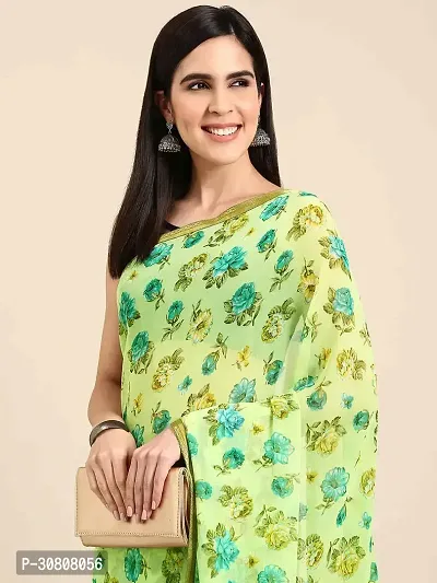 Stylish Green Georgette Saree With Blouse Piece For Women-thumb2