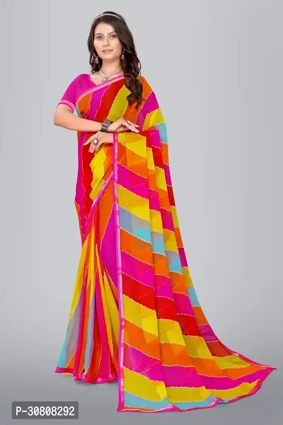 Stylish Multicoloured Chiffon Saree With Blouse Piece For Women