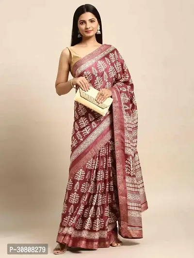 Stylish Maroon Georgette Saree With Blouse Piece For Women