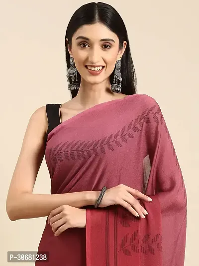 Stylish Maroon Georgette Saree With Blouse Piece For Women-thumb3