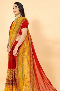 Stylish Yellow Georgette Saree Without Blouse Piece For Women-thumb2