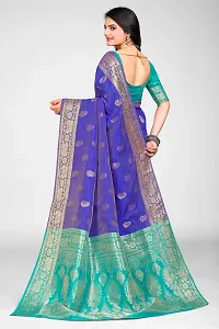 Stylish Blue Art Silk Jacquard Saree with Blouse piece For Women-thumb1