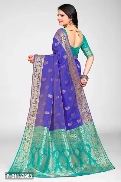 Stylish Blue Art Silk Jacquard Saree with Blouse piece For Women-thumb2