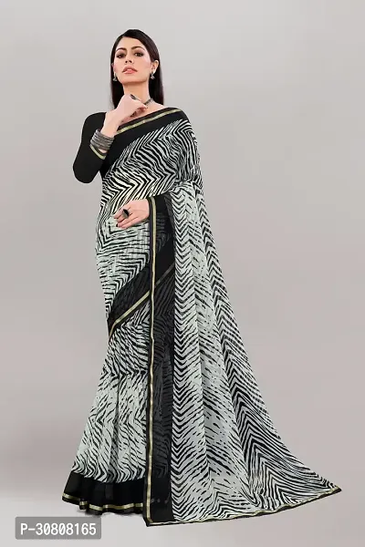 Stylish Grey Georgette Saree With Blouse Piece For Women