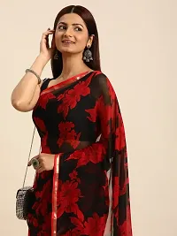 Stylish Black Chiffon Saree With Blouse Piece For Women-thumb4