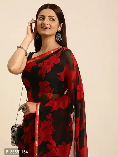 Stylish Black Chiffon Saree With Blouse Piece For Women-thumb5