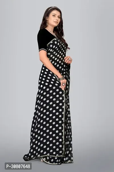 Stylish Black Chiffon Saree With Blouse Piece For Women-thumb4