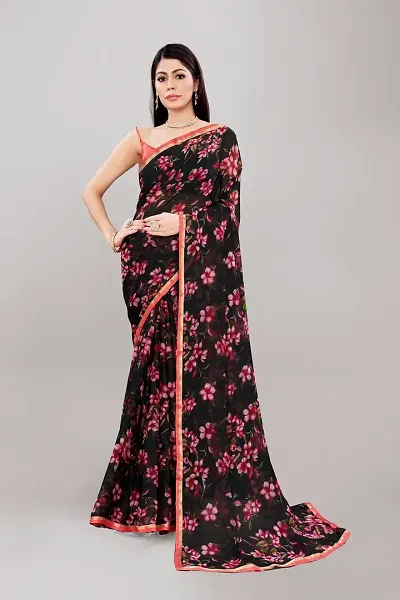 WOMANS GEORGETTE SAREE WITH BLOUSE PIECE