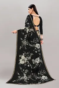 Stylish Black Georgette Saree With Blouse Piece For Women-thumb1