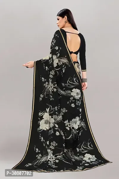 Stylish Black Georgette Saree With Blouse Piece For Women-thumb2