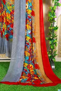 Stylish Multicoloured Georgette Saree With Blouse Piece For Women-thumb4