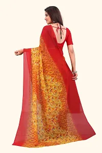 Stylish Orange Georgette Saree Without Blouse Piece For Women-thumb1