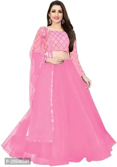 Stylish Pink Art Silk Self Design Lehenga Choli Set For Women-thumb0