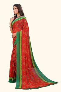 Stylish Red Georgette Saree With Blouse Piece For Women-thumb2