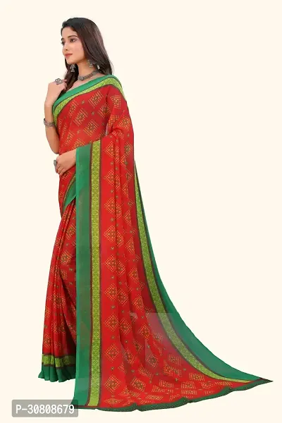 Stylish Red Georgette Saree With Blouse Piece For Women-thumb3