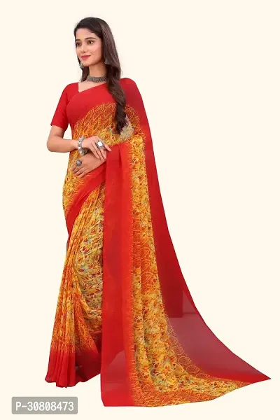 Stylish Orange Georgette Saree Without Blouse Piece For Women-thumb4