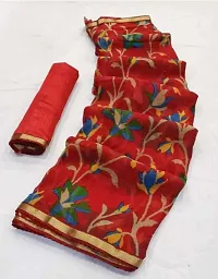 Stylish Maroon Chiffon Saree With Blouse Piece For Women-thumb1