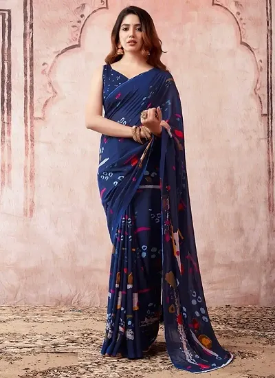 Beautiful Georgette Saree With Blouse Piece