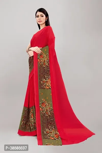 Stylish Red Georgette Saree With Blouse Piece For Women-thumb3