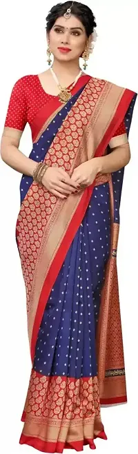 Beautiful Art Silk Printed Women Saree with Blouse Piece-thumb1