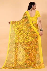 Stylish Yellow Georgette Saree Without Blouse Piece For Women-thumb1