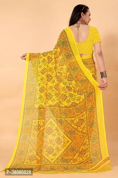 Stylish Yellow Georgette Saree Without Blouse Piece For Women-thumb2