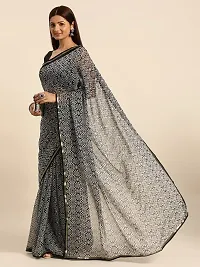 Stylish Grey Chiffon Saree With Blouse Piece For Women-thumb2