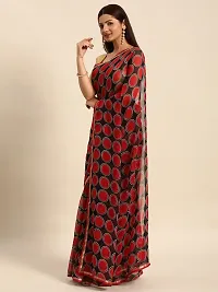 Stylish Red Chiffon Saree With Blouse Piece For Women-thumb2