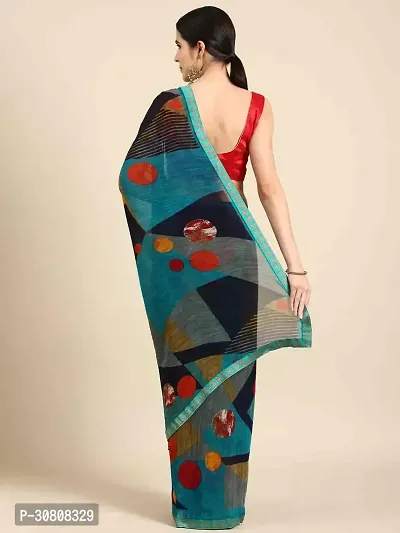 Stylish Multicoloured Georgette Saree With Blouse Piece For Women-thumb2