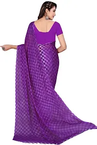 Stylish Purple Georgette Saree With Blouse Piece For Women-thumb1