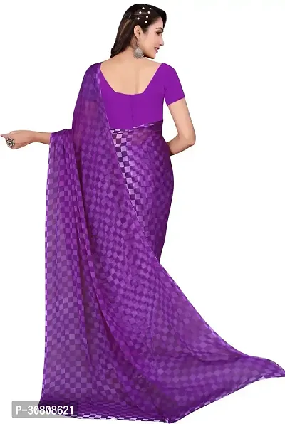 Stylish Purple Georgette Saree With Blouse Piece For Women-thumb2